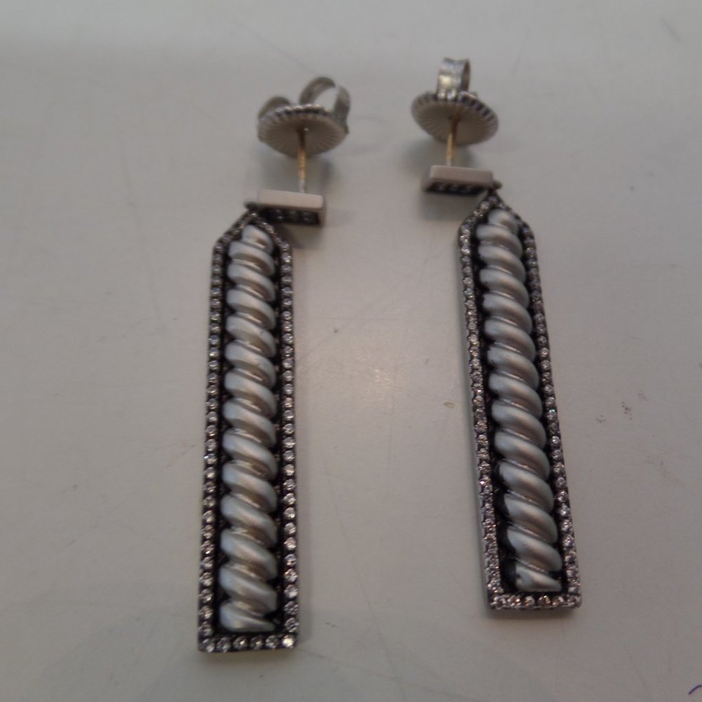 Freida Rothman .925 Sterling Silver Cubic Zirconia Twisted Cable Earrings $250 - Picture 9 of 12